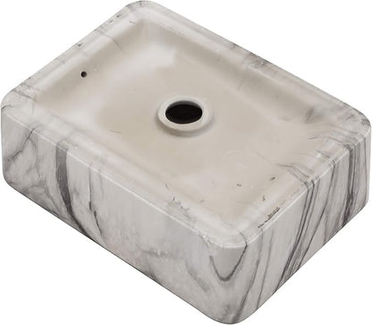Lordear Bathroom Sink Above Counter 16"x12" Rectangle Vessel Sink Marble Porcelain Ceramic Vessel Sink, Rectrangular Above Counter Sink Art Basin