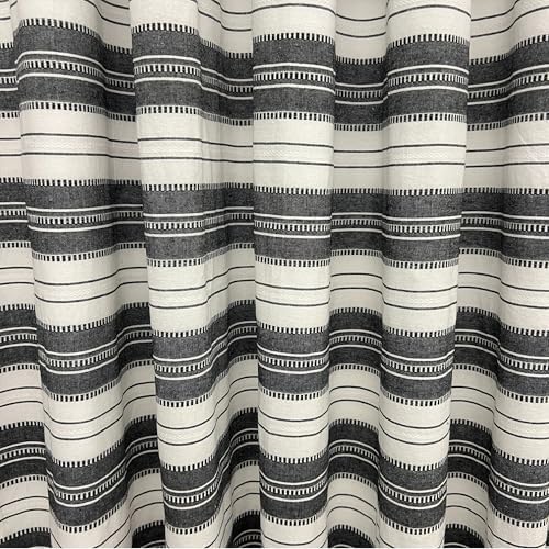 Serafina Home Black & White Striped Cotton Bathroom Shower Curtain, 70x72