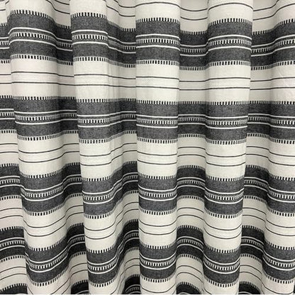 Serafina Home Black & White Striped Cotton Bathroom Shower Curtain, 70x72