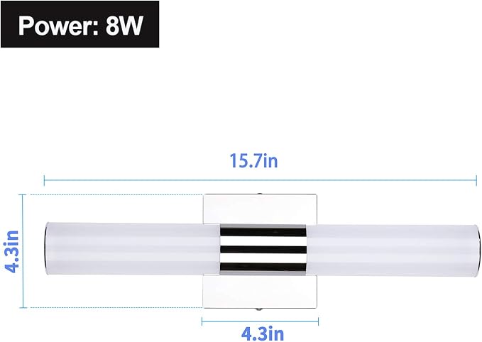 TRLIFE LED Vanity Light, Dimmable 8W 6000K Cool White Bathroom Vanity Light Fixture Over Mirror (15.7in)