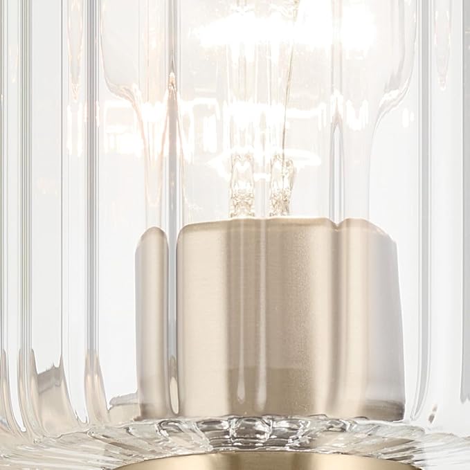 Kichler Gioe 24.25" 3-Light Vanity Light with Clear Fluted Glass in Champagne Bronze, Damp Rated, for Bathroom, Powder Room, Over a Mirror, (24.25" W x 10.5" H), 55226CPZFLU