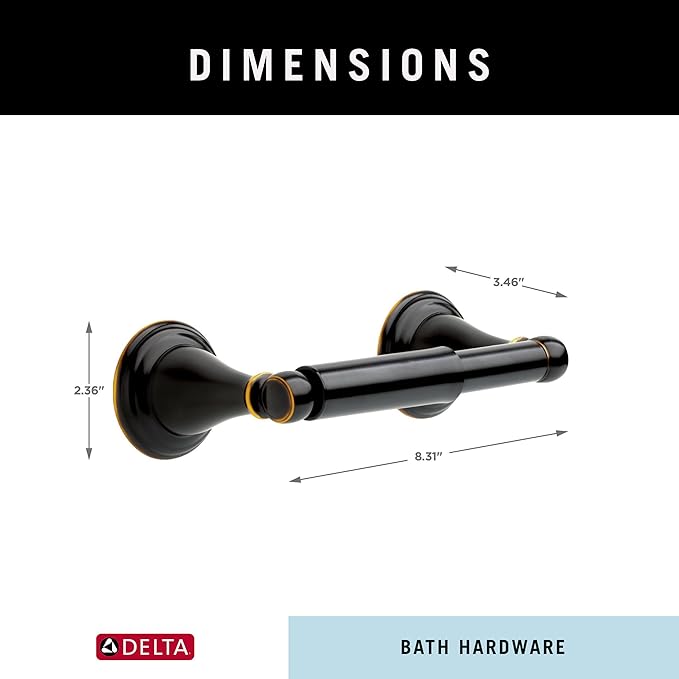 Delta Windemere (1-Pack) Toilet Paper Holder Oil Rubbed Bronze Tissue Roll Holder for Bathroom Organization and Storage Spring Loaded Toilet Tissue Holder Wall Bathroom Accessories 70050-OB