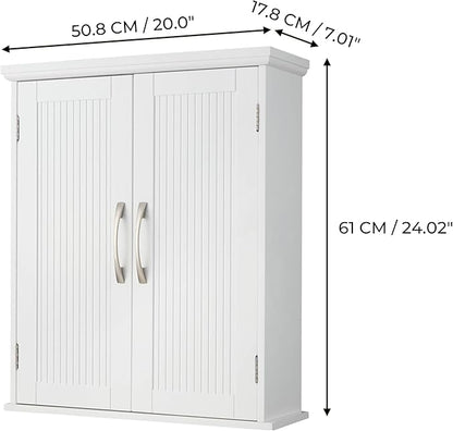 Teamson Home Newport Removable Wall Cabinet with Double Doors- White