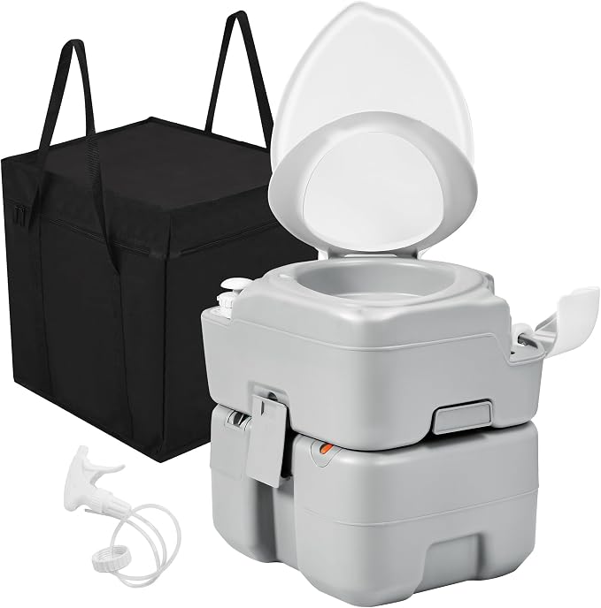 YITAHOME Portable Toilet Camping Porta Potty with Diagonal Enlargerd Bowl | Hand Sprayer, 5.28 Gal Leak-Proof Outdoor Toilet with Level Indicator, Carry Bag for Adults, RV Travel, Boat and Trips