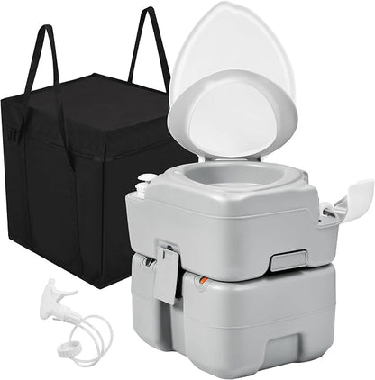 YITAHOME Portable Toilet Camping Porta Potty with Diagonal Enlargerd Bowl | Hand Sprayer, 5.28 Gal Leak-Proof Outdoor Toilet with Level Indicator, Carry Bag for Adults, RV Travel, Boat and Trips
