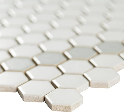 MSI White and Gray 12 in. x 12 in. Hive Pattern Matte Porcelain Mosaic Tile for Kitchen Backsplash, Bathroom Wall, Shower, and Floor