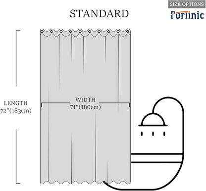 Furlinic No Hook Grey Green Shower Curtain or Liner 72x72 Inch,Polyester Fabric Bathroom Curtains with 10 Plastic Split Grommets,Waterproof & Machine Washable,Standard.