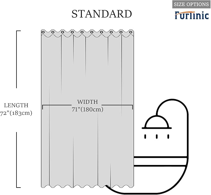 Furlinic Mint Green No Hook Shower Curtain,Polyester Fabric Bathroom Curtains with 10 Split Grommets,Machine Washable & Waterproof,Hotel Grade,Standard Size 72x72 Inch