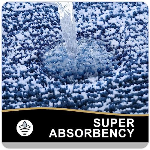 OLANLY Toilet Rugs U-Shaped 24x20, Soft Absorbent Microfiber Bath Mat, Navy