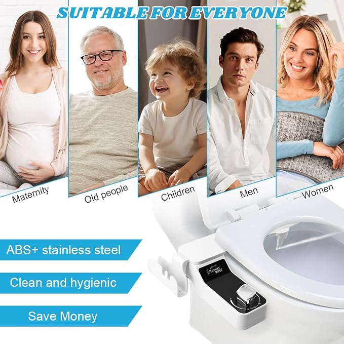 Bidet Attachment for Toilet with Filters, Non-Electric Self Cleaning Dual Nozzle for Bidet Toilet Seat, Adjustable Water Pressure Nozzle(COLOR:white)