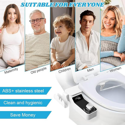 Bidet Attachment for Toilet with Filters, Non-Electric Self Cleaning Dual Nozzle for Bidet Toilet Seat, Adjustable Water Pressure Nozzle(COLOR:white)