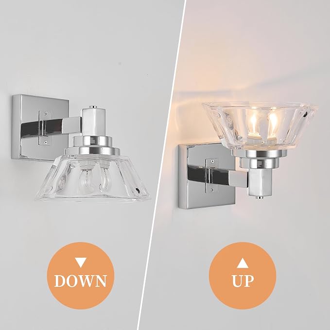 Chrome Wall Sconce 1 Light Bathroom Vanity Light Modern Wall Light Fixture for Bathroom