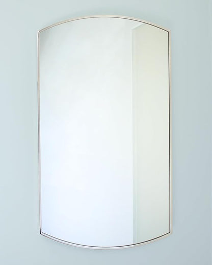 Fox Hollow Furnishings 20x30 Harper Crescent Metal Framed Rectangle Recessed Bathroom Medicine Cabinet, Arced Mirror, 14x18 in-Wall Opening, Adjustable Glass Shelves, Magnet Close, Chrome