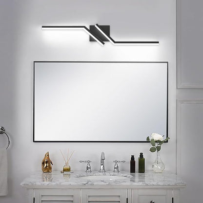 32 inch Black Vanity Light Modern Bathroom Lights Over Mirror Dimmable Bathroom LED Lights 6000K Cool White ETL Driver