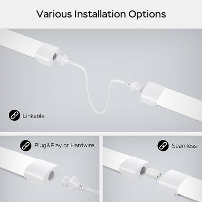 Under Cabinet Lighting 1.4FT LED Light Bar 5000K | 16W 1800LM Linkable Plug in Ceiling Light for Room Office Garage Shop Bathroom Workbench, IP66 Waterproof