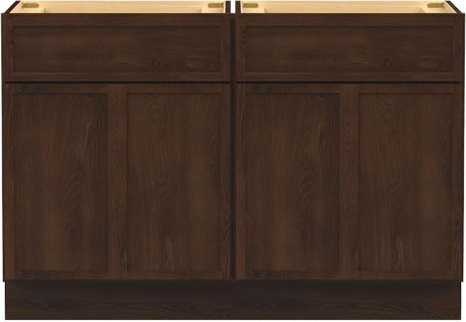 48 Inch Bathroom Vanity Base Only, Double Vanity Cabinet with Soft Closing Door, 2ea 24 inch Cabinet, Without Top,Brown