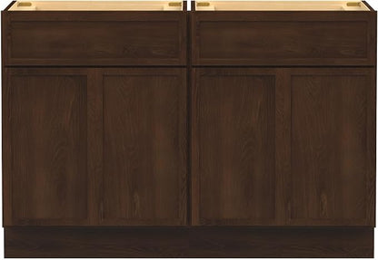 48 Inch Bathroom Vanity Base Only, Double Vanity Cabinet with Soft Closing Door, 2ea 24 inch Cabinet, Without Top,Brown