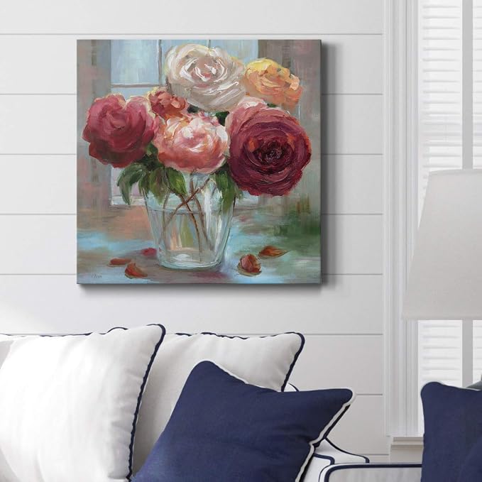 Renditions Gallery Rose Society Wall Art, Premium Gallery Wrapped Canvas Decor, Ready to Hang, 16 in H x 16 in W, Made in America Print