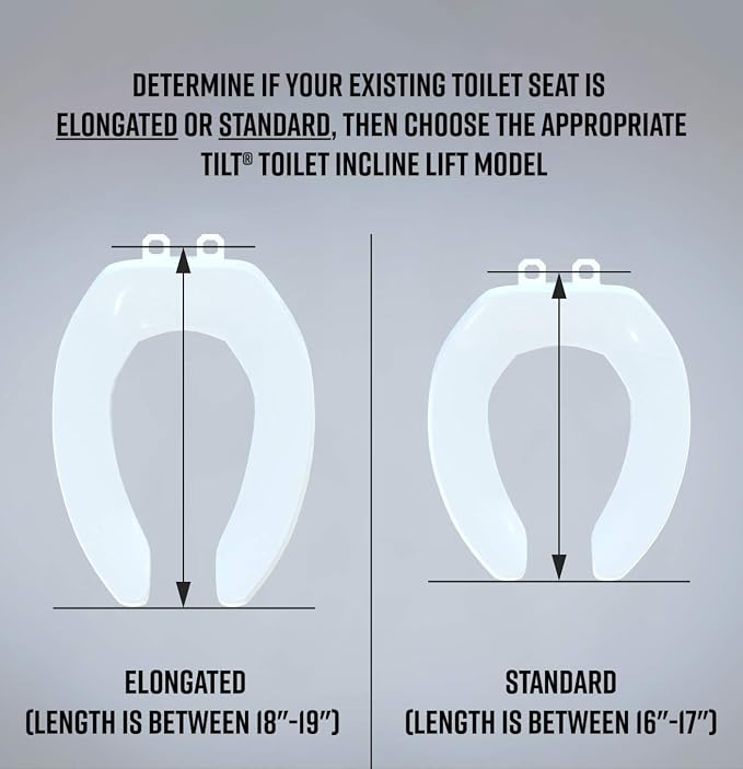 EZ-ACCESS TILT Toilet Incline Lift, Battery Powered (Battery Included), Elongated Seat
