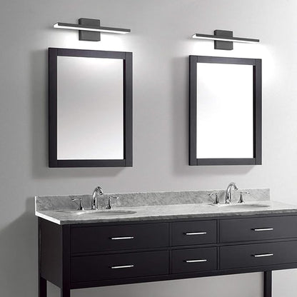 JUSHENG Black Modern LED Bathroom Vanity Light Fixtures, 16 Inch 16W Bathroom Light Fixtures Over Mirror, Wall Light Fixtures Cool White 6000K