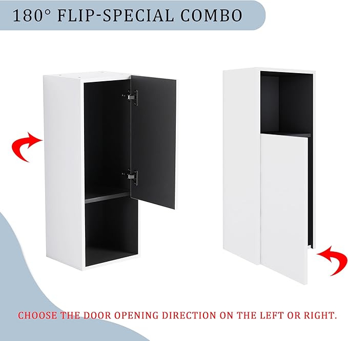 24'' Floating Bathroom Vanity with Sink Combo,24 Inch Bathroom Vanity with Sink, Modern Wall Mounted Cabinet Set with 12'' Side Cabinet Combo,Black