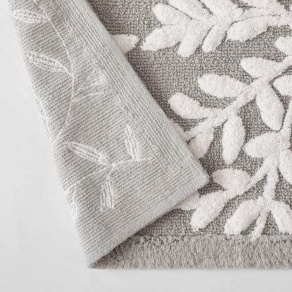Madison Park Serene Tufted Bath Rug Cotton Absorbent, 21 x 34, Grey | Quick Dry, Soft Pile, Machine Washable, Floral Pattern, Plush, OEKO-TEX Certified