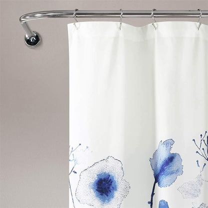 Lush Decor Zuri Flora Shower Curtain-Fabric Watercolor Floral Print Design, x 72”, Navy