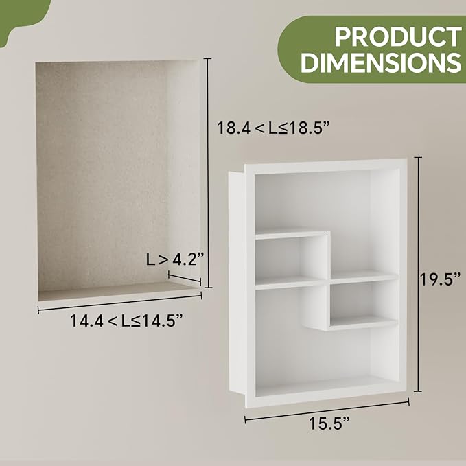 14x18 Medicine Cabinet Recessed Stainless Steel, with 4 Compartments Medicine Cabinet Organizer, Stainless Steel Wall Niche, Bathroom Wall Cabinet, Recessed Bathroom Cabinet, White