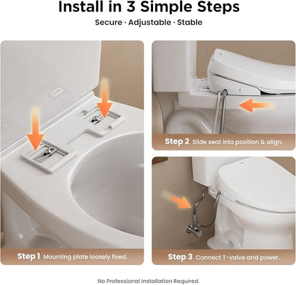 JOMOO Smart Bidet Toilet Seat Elongated, Electric Bidet with Heated Seat, Warm Air Dryer, Self-Cleaning Stainless Steel Nozzle, Remote Control, Night Light, Easy Installation