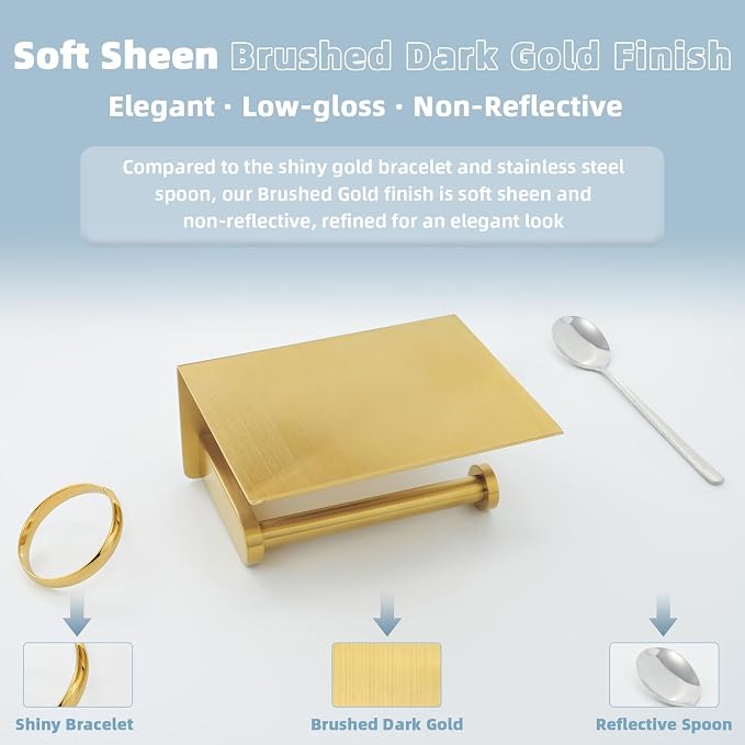 Toilet Paper Holder, Brushed Gold, 304 Stainless Steel | Wet Wipes & Air Freshener Storage, Space-Saving Design, Family Bath & Rental Apartment Use, Modern Bathroom Refresh