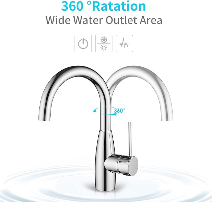 CREA Bar Sink Faucet Bathroom Faucets Single Hole Handle Chrome with Deck Plate Prep Wet Utility Small Mini Faucet for Marine Vessel Outdoor Farmhouse Vanity Lavatory