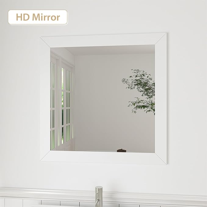 Vanity Art 96 Inch Under Mount Double Sink Bathroom Vanity Cabinet with 2 Mirrors, Ceramic Top Bathroom Cabinet Compact Set with 13 Dovetail Storage Drawers, VA3030-96-W