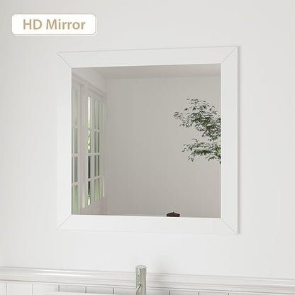 Vanity Art 96 Inch Under Mount Double Sink Bathroom Vanity Cabinet with 2 Mirrors, Ceramic Top Bathroom Cabinet Compact Set with 13 Dovetail Storage Drawers, VA3030-96-W