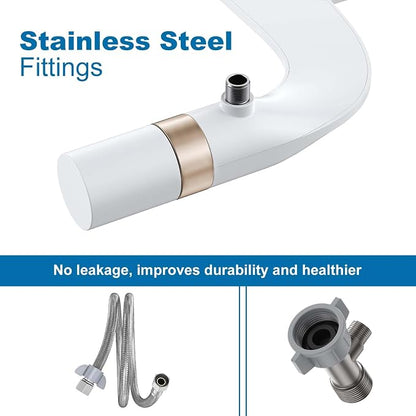 Bidet Attachment for Toilet Seat Water Pressure, Hygienic Bidets Attachment for Existing Toilets - Adjustable Fresh Water Pressure Dual Nozzle (Frontal & Rear Wash) Easy to Install,