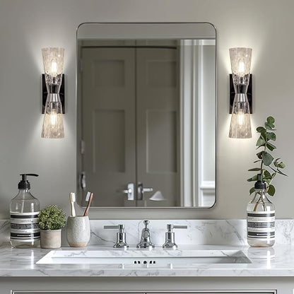 Chrome Mirror for Bathroom, 24"x36" Metal Frame Wall Mirror with Rounded Corner, Modern Rectangle Bathroom Vanity Mirror with Polish Finish