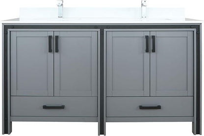 Ziva 60 in W x 22 in D Dark Grey Double Bath Vanity and Cultured Marble Top