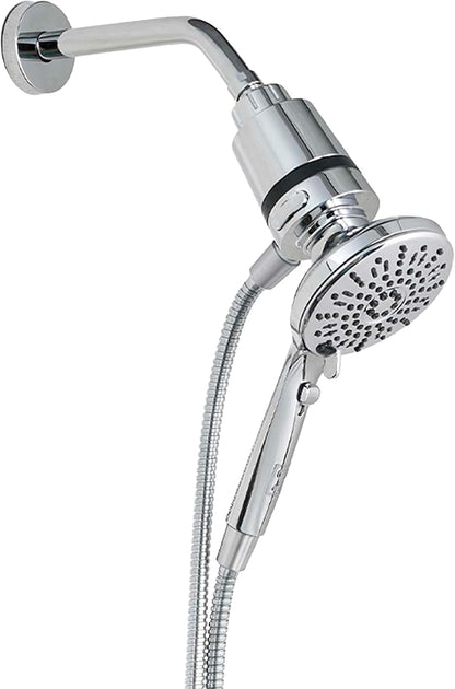 SEVENTY 5-Setting Magnetic Handheld Shower Head with Shower Filter and 59 Inch Hose in Chrome – Helps Reduce Chlorine and Impurities for Healthier Hair, Skin and Scalp, Easy to Install (12158)