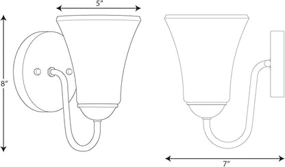Progress Lighting Classic Collection 1-Light Etched Glass Traditional Bath Vanity Light Matte Black