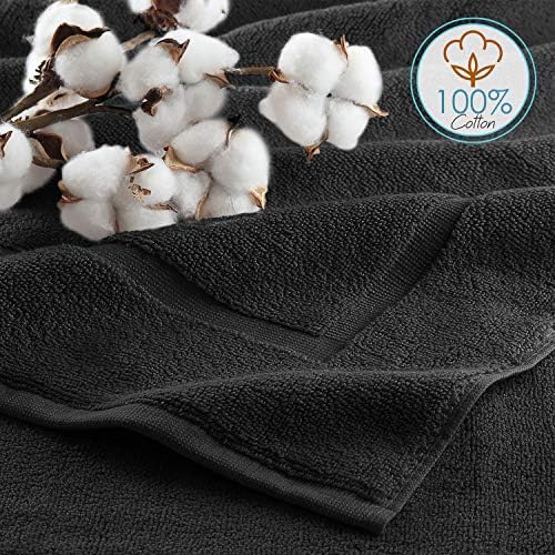 Hearth & Harbor Bath Towels - 100% Ring Spun Cotton Luxury Towels - Ultra Soft & Highly Absorbent, Bathroom Towels. Floor Mat, Black