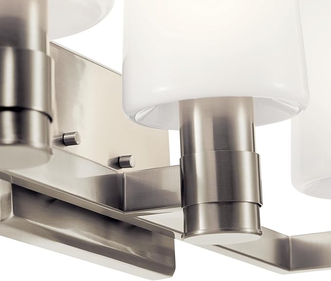 Kichler Adani 3-Light Vanity, Modern Light with Opal Glass in Brushed Nickel, Bathroom or Powder Room (8.25" x 24"), 55176NI
