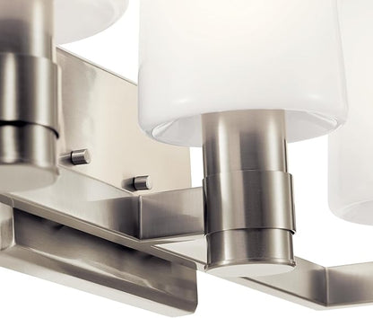 Kichler Adani 3-Light Vanity, Modern Light with Opal Glass in Brushed Nickel, Bathroom or Powder Room (8.25" x 24"), 55176NI