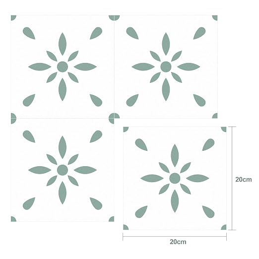 Peel & Stick Floor Tiles Self Adhesive Vinyl Flooring for Kitchen Bathroom Laundry Room Pet House Fireplace 10 Sheets 8"x8" Removable Floor Stickers Home Decor DIY (Light Green)
