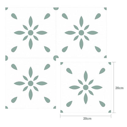 Peel & Stick Floor Tiles Self Adhesive Vinyl Flooring for Kitchen Bathroom Laundry Room Pet House Fireplace 10 Sheets 8"x8" Removable Floor Stickers Home Decor DIY (Light Green)