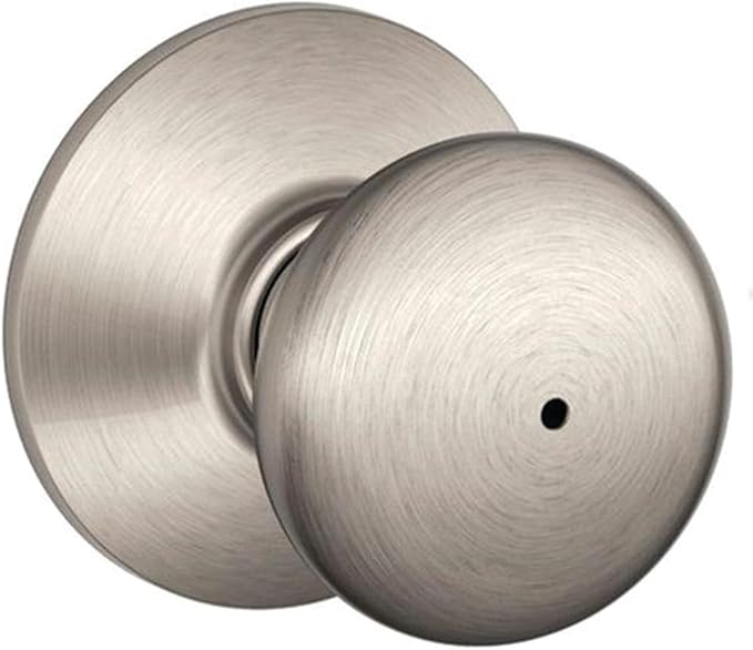 Schlage F40 PLY 619 Plymouth Door Knob, Bed & Bath Privacy Lock, Satin Nickel