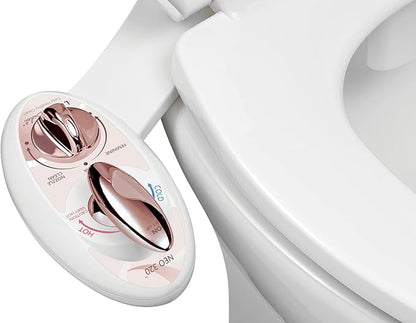 LUXE Bidet NEO 320 - Warm Water, Dual Nozzle, Self-Cleaning, Non-Electric Bidet Attachment for Toilet Seat, Adjustable Water Pressure, Rear & Feminine Wash (Rose Gold)