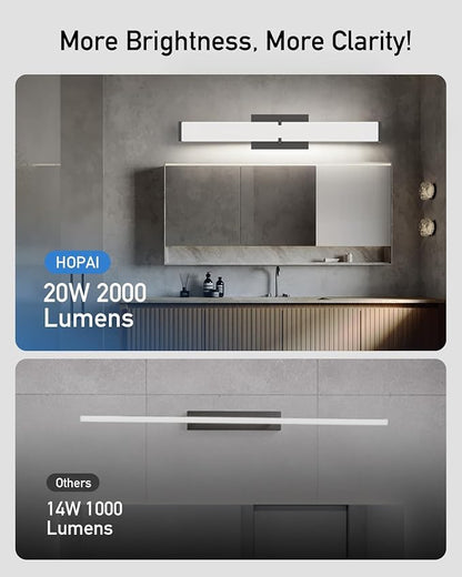 Modern Bathroom Light Fixtures Over Mirror 16 Inch(15.75"), 20W 2000 Lumen Dimmable Bathroom Vanity Light, 5CCT LED Vanity Light Bar, Black Vanity Lighting Fixtures with ETL Certified