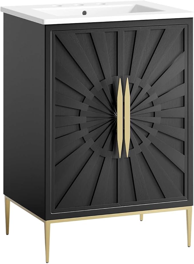 Modway Awaken Bathroom Vanity Cabinet, 24", White Black