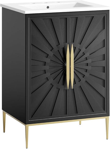 Modway Awaken Bathroom Vanity Cabinet, 24", White Black