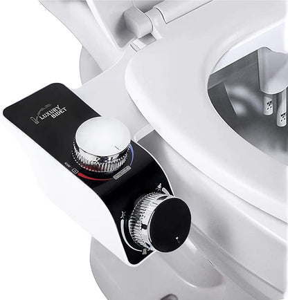 ANALIM Bidet Attachment for Toilet Seat, Non-Electric Bidet Hot and Cold Fresh Water for Frontal & Rear Wash with Self-cleaning Dual Nozzles and Adjustable Pressure Control
