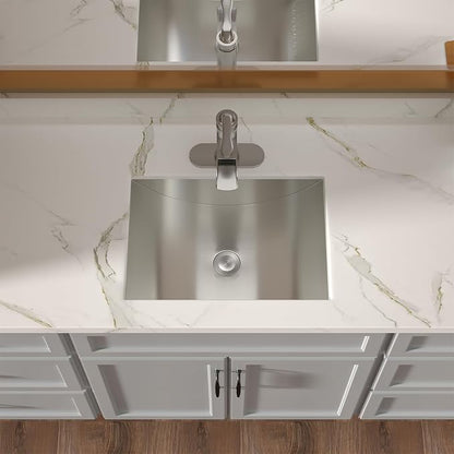 Lordear Undermount Bathroom Sink Stainless Steel - Lordear 18x13x5 Inch Vanity Bathroom Sinks Rectangle Under Couter Stainless Steel Lavatory Sink Basin with Drain